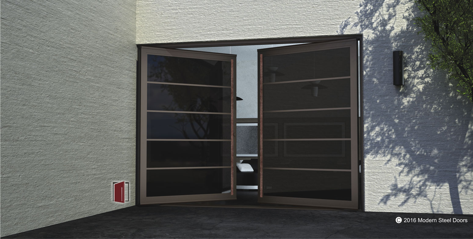Modern Exterior Metal Doors segmented double door with copper crater concise pull covers Modern Exterior Metal Doors segmented double door with copper crater concise pull covers
